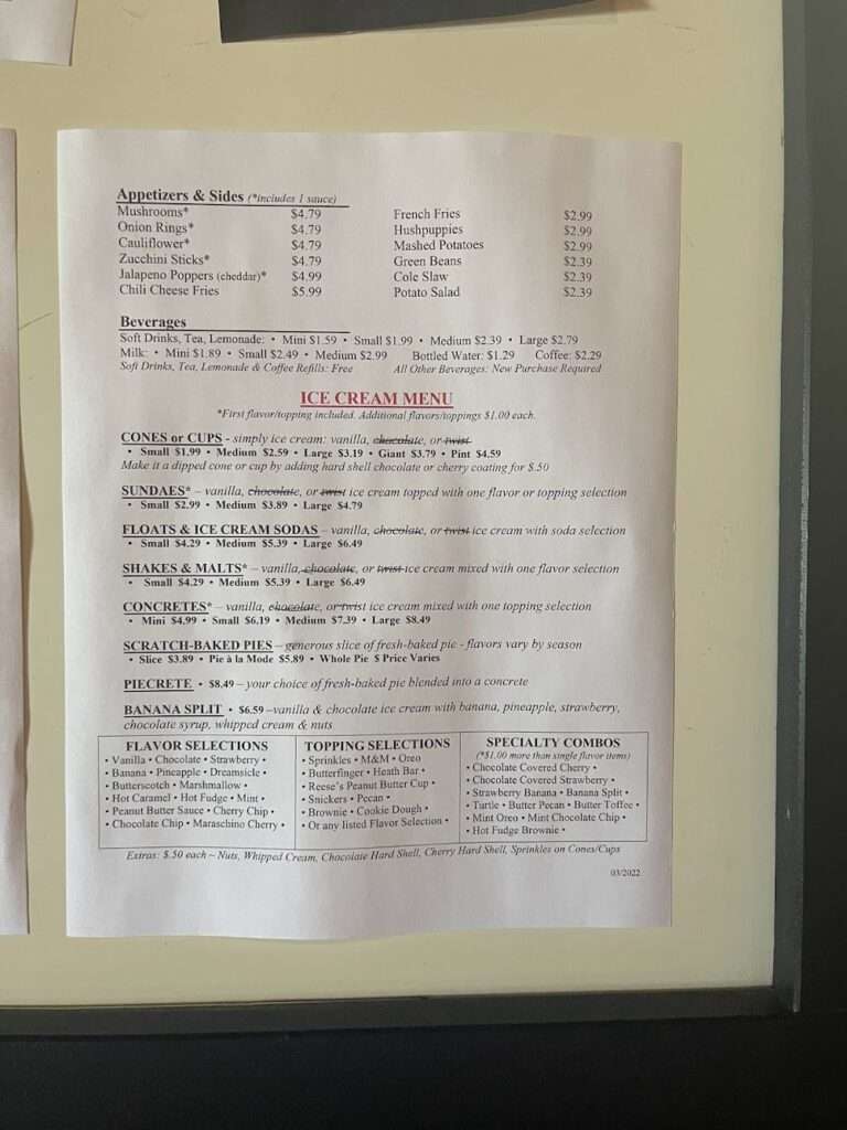 Young’s Restaurant & Ice Creamery menu 3
